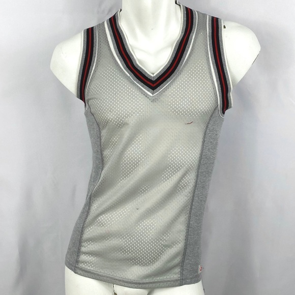Pistol Pete | Mens Medium Gray/Red Mesh Tank Top - Picture 1 of 6